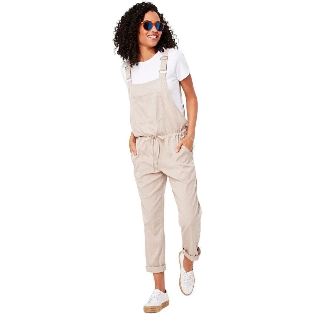 NWT Vineyard Vines Over-Dyed Beachy Overalls Tan Womens 10 New